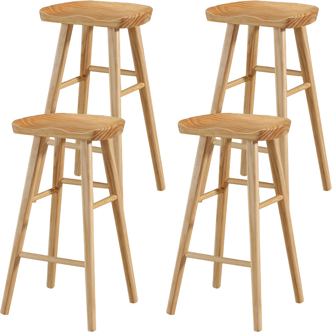 Modern Saddle Seat Counter Stool Solid Wood Armless Bar Stool