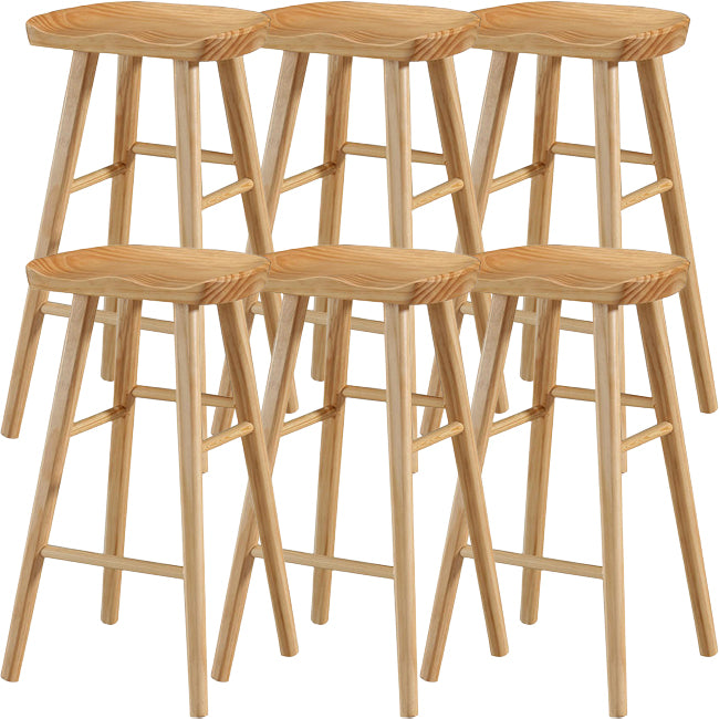 Modern Saddle Seat Counter Stool Solid Wood Armless Bar Stool