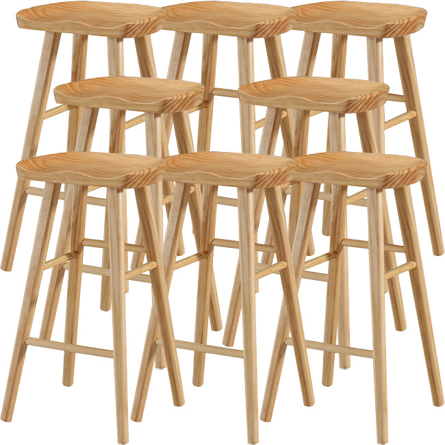 Modern Saddle Seat Counter Stool Solid Wood Armless Bar Stool