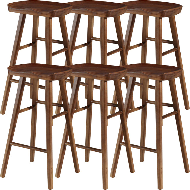 Modern Saddle Seat Counter Stool Solid Wood Armless Bar Stool