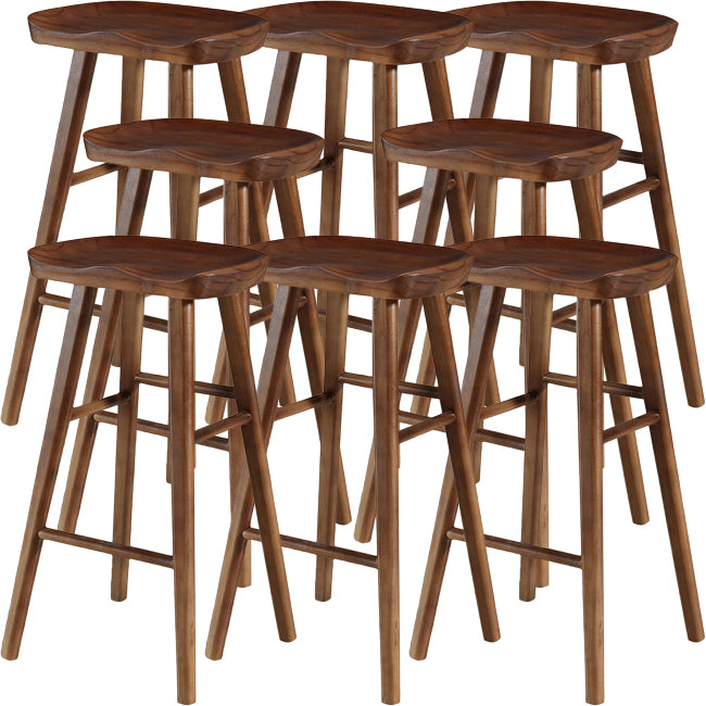 Modern Saddle Seat Counter Stool Solid Wood Armless Bar Stool