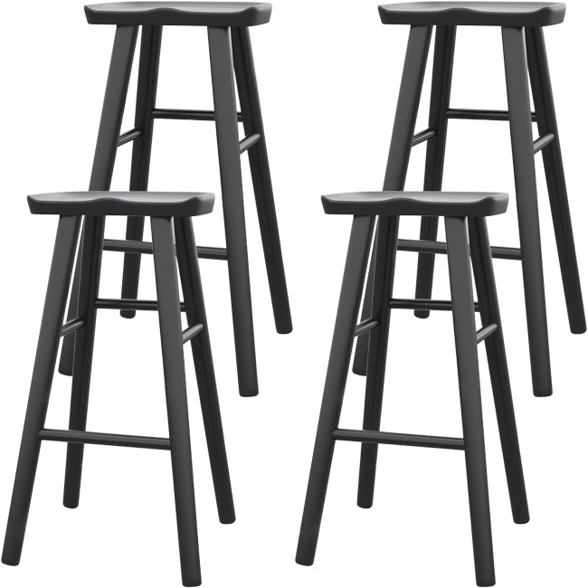 Modern Saddle Seat Counter Stool Solid Wood Armless Bar Stool