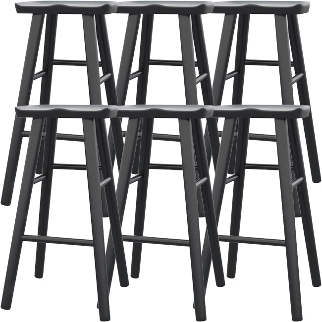 Modern Saddle Seat Counter Stool Solid Wood Armless Bar Stool