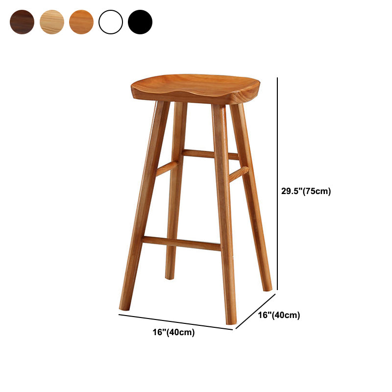 Modern Saddle Seat Counter Stool Solid Wood Armless Bar Stool