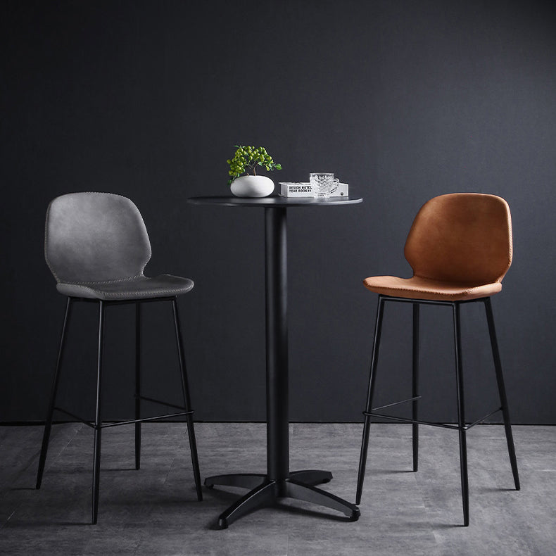Scandinavian Metal Stool Faux Leather Upholstered Counter Stool Home