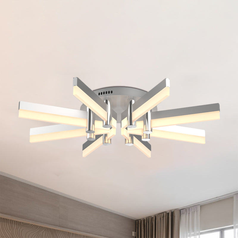 5/6 luci illuminazione semi -montaggio interno con tonalità acrilica sputnik moderna lampada a soffitto con finitura argento moderna