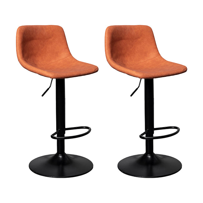 Contemporary Metal Barstool Faux Leather Counter Stool with Black Base for Home