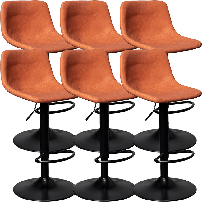 Contemporary Metal Barstool Faux Leather Counter Stool with Black Base for Home