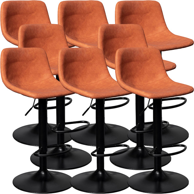 Contemporary Metal Barstool Faux Leather Counter Stool with Black Base for Home