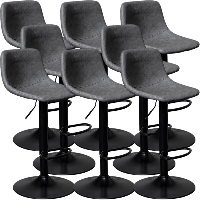 Contemporary Metal Barstool Faux Leather Counter Stool with Black Base for Home
