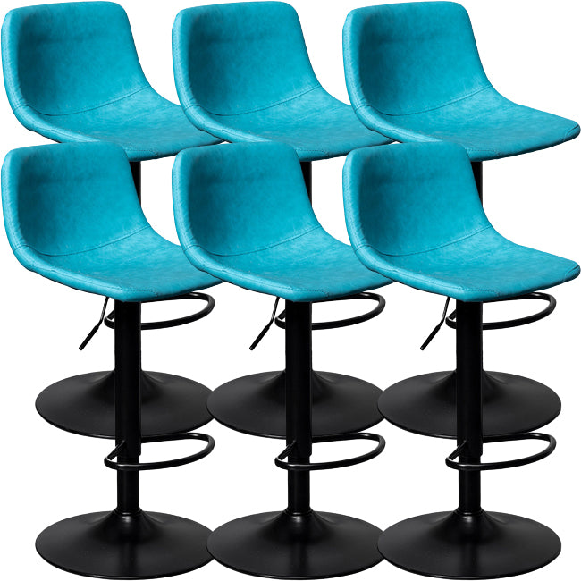 Contemporary Metal Barstool Faux Leather Counter Stool with Black Base for Home