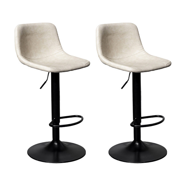 Contemporary Metal Barstool Faux Leather Counter Stool with Black Base for Home