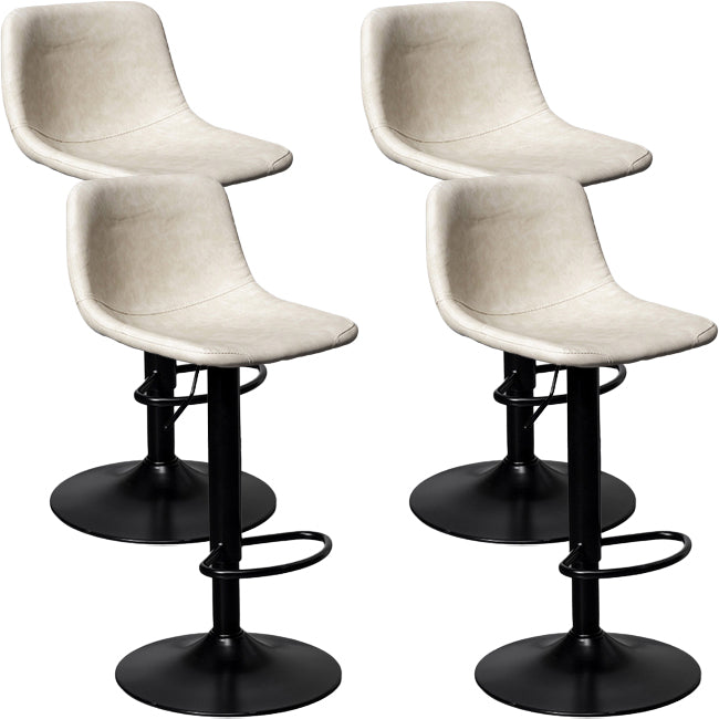 Contemporary Metal Barstool Faux Leather Counter Stool with Black Base for Home