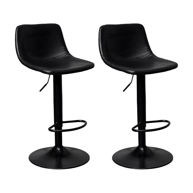 Contemporary Metal Barstool Faux Leather Counter Stool with Black Base for Home