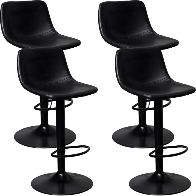 Contemporary Metal Barstool Faux Leather Counter Stool with Black Base for Home