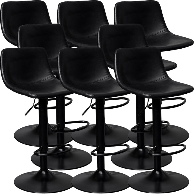 Contemporary Metal Barstool Faux Leather Counter Stool with Black Base for Home