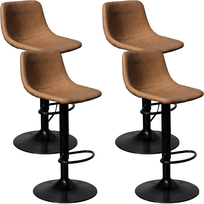 Contemporary Metal Barstool Faux Leather Counter Stool with Black Base for Home