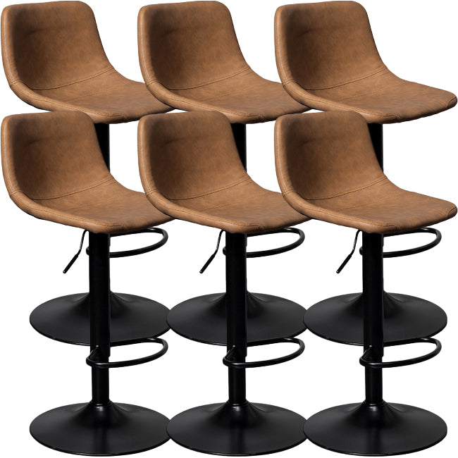 Contemporary Metal Barstool Faux Leather Counter Stool with Black Base for Home