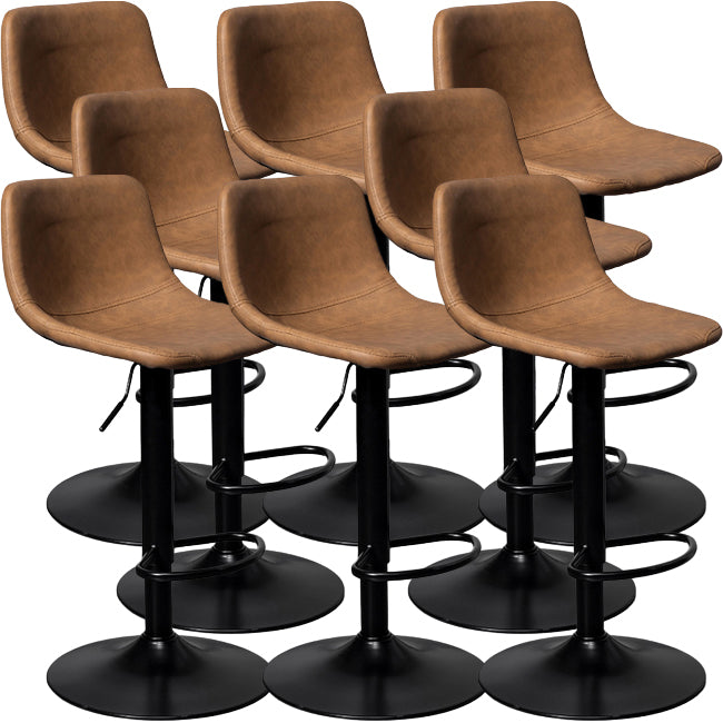 Contemporary Metal Barstool Faux Leather Counter Stool with Black Base for Home
