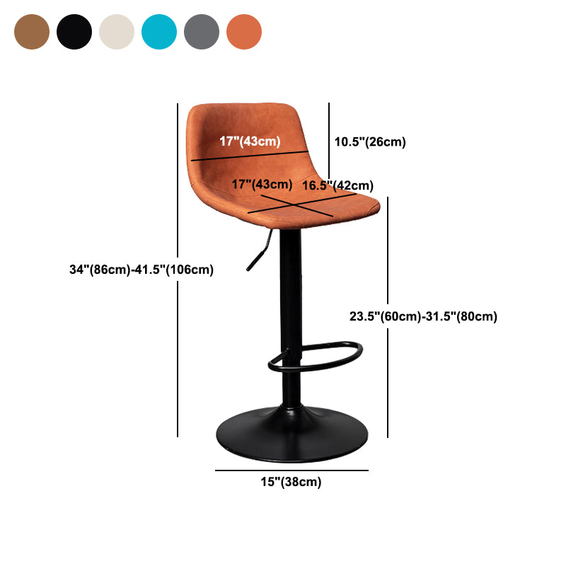Contemporary Metal Barstool Faux Leather Counter Stool with Black Base for Home