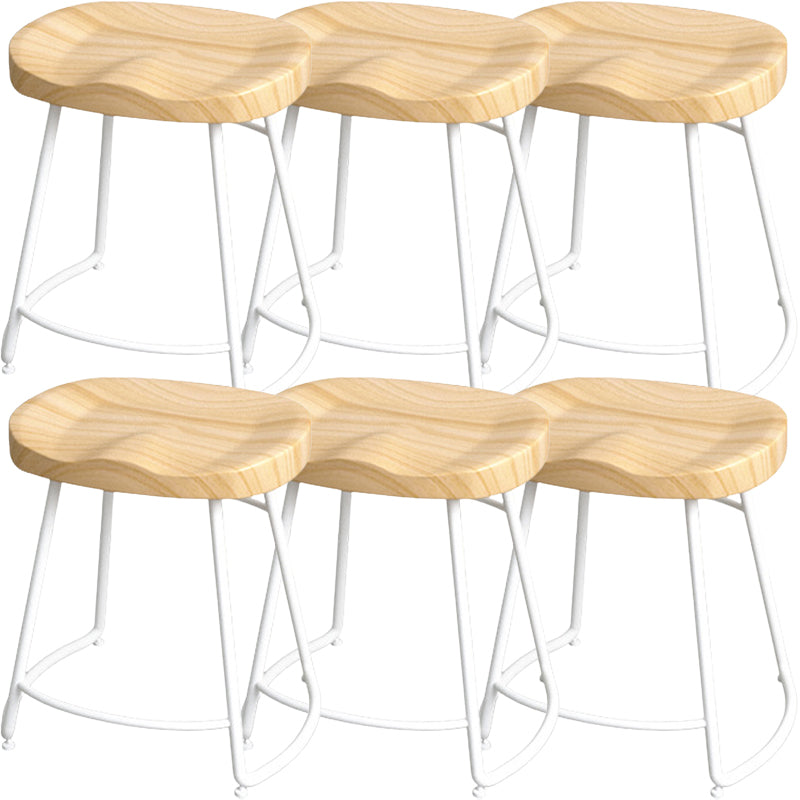 Industrial Wood Natural Barstool Wood Furniture with Metal Base for Home