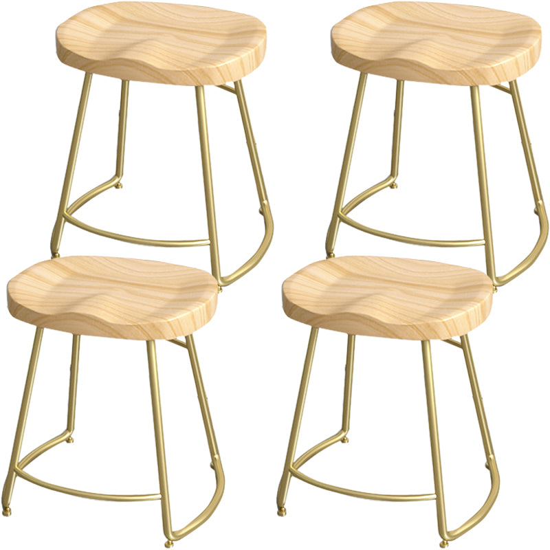 Industrial Wood Natural Barstool Wood Furniture with Metal Base for Home