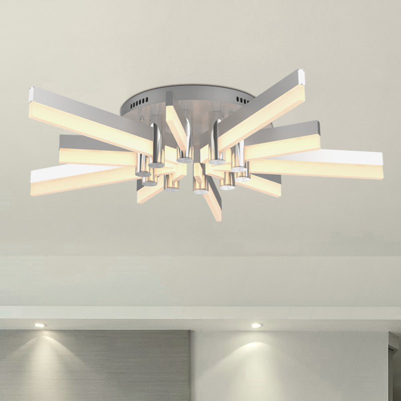 5/6 luci illuminazione semi -montaggio interno con tonalità acrilica sputnik moderna lampada a soffitto con finitura argento moderna