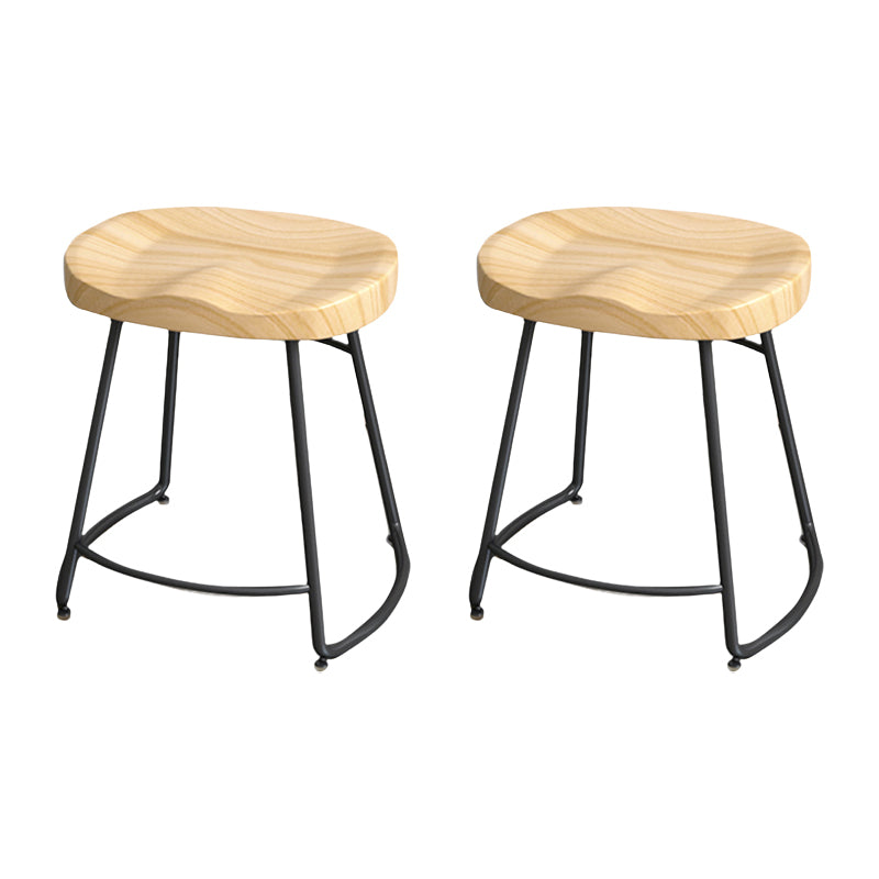 Industrial Wood Natural Barstool Wood Furniture with Metal Base for Home