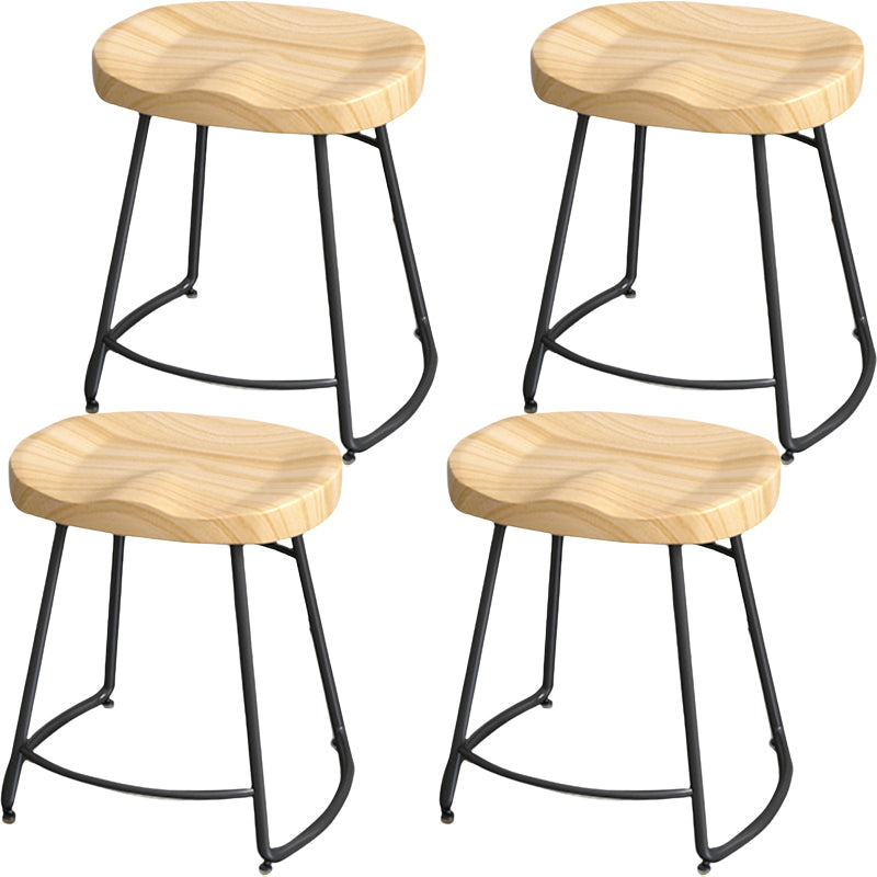 Industrial Wood Natural Barstool Wood Furniture with Metal Base for Home