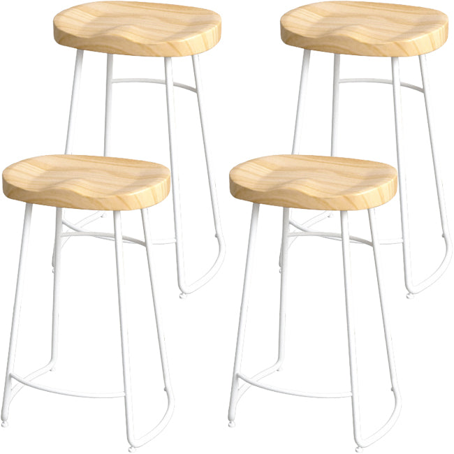 Industrial Wood Natural Barstool Wood Furniture with Metal Base for Home