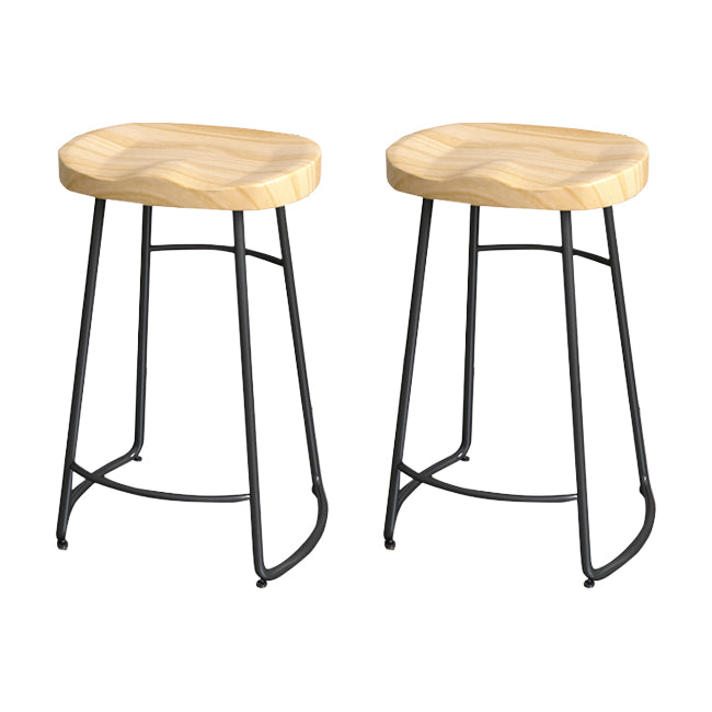 Industrial Wood Natural Barstool Wood Furniture with Metal Base for Home