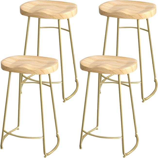 Industrial Wood Natural Barstool Wood Furniture with Metal Base for Home