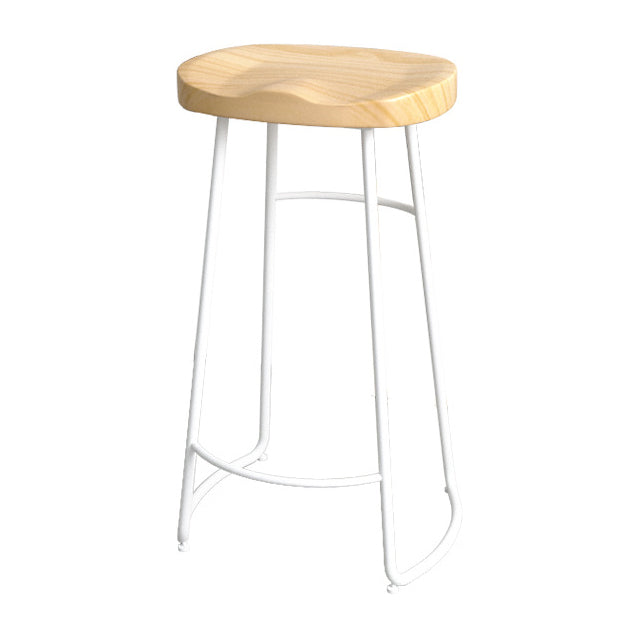 Industrial Wood Natural Barstool Wood Furniture with Metal Base for Home