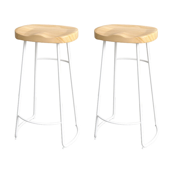 Industrial Wood Natural Barstool Wood Furniture with Metal Base for Home