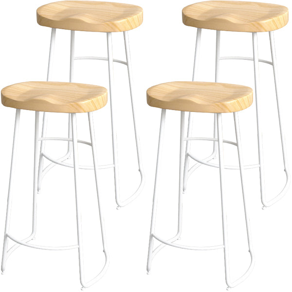 Industrial Wood Natural Barstool Wood Furniture with Metal Base for Home