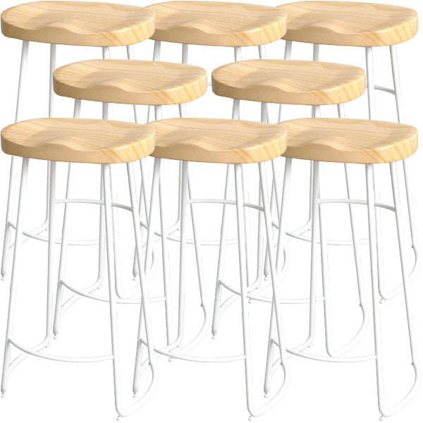 Industrial Wood Natural Barstool Wood Furniture with Metal Base for Home