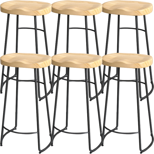 Industrial Wood Natural Barstool Wood Furniture with Metal Base for Home