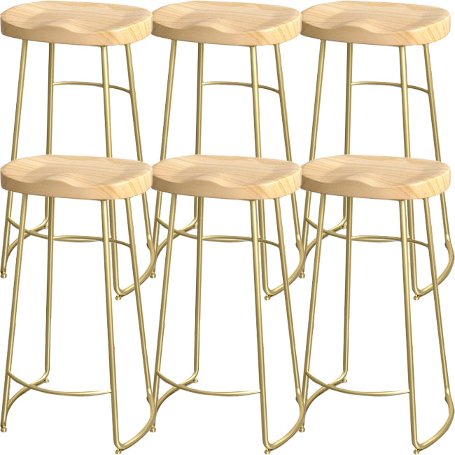 Industrial Wood Natural Barstool Wood Furniture with Metal Base for Home