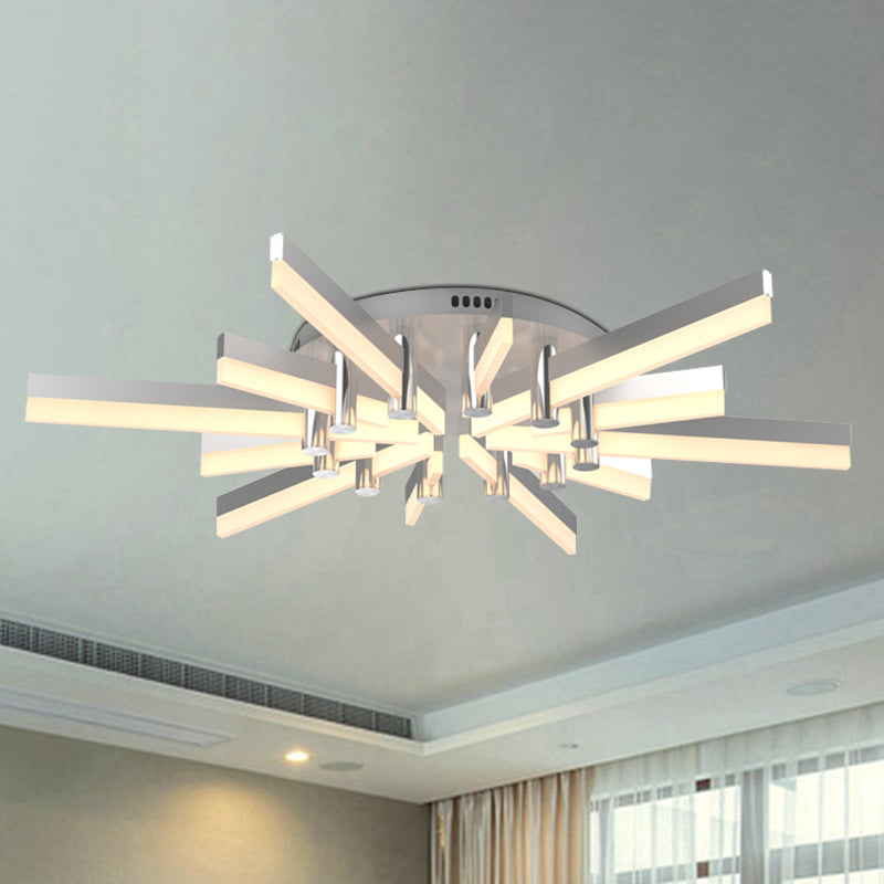 5/6 luci illuminazione semi -montaggio interno con tonalità acrilica sputnik moderna lampada a soffitto con finitura argento moderna