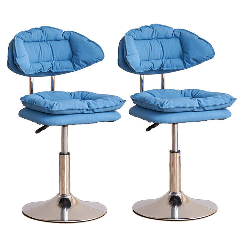 Scandinavian Metal Barstool Fabric Upholstered Counter Stool with Chrome Base