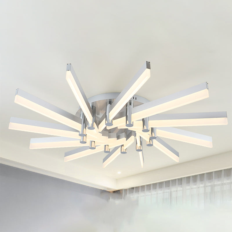 5/6 luci illuminazione semi -montaggio interno con tonalità acrilica sputnik moderna lampada a soffitto con finitura argento moderna