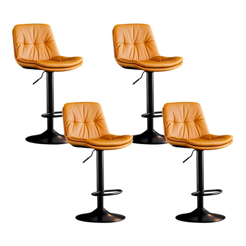 Scandinavian Metal Barstool Faux Leather Low Back Counter Stool with Iron Base