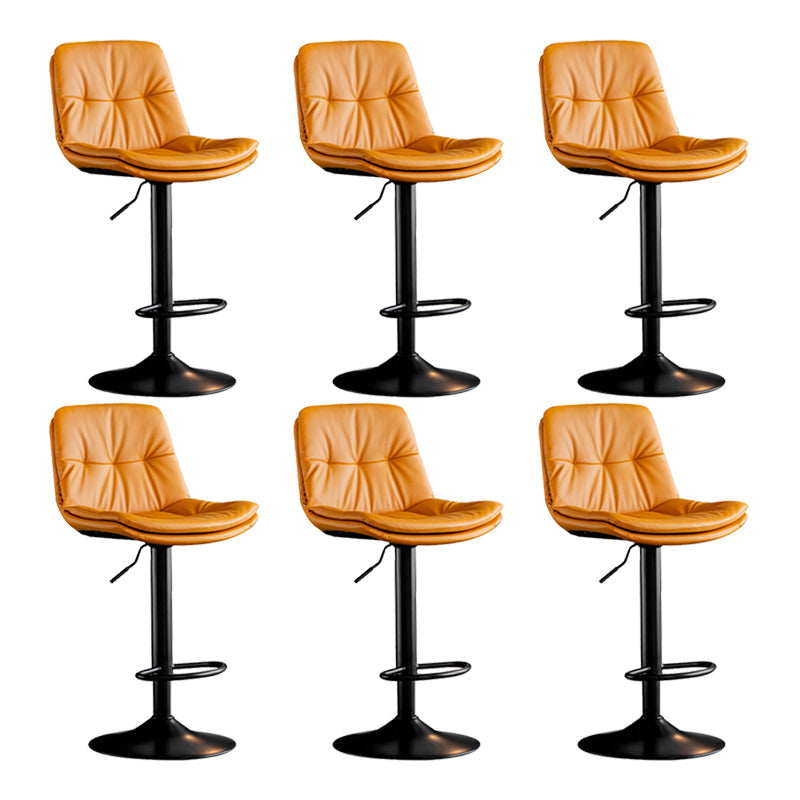 Scandinavian Metal Barstool Faux Leather Low Back Counter Stool with Iron Base