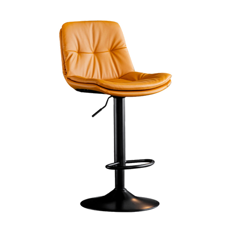 Scandinavian Metal Barstool Faux Leather Low Back Counter Stool with Iron Base