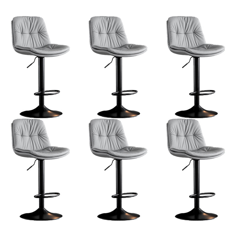 Scandinavian Metal Barstool Faux Leather Low Back Counter Stool with Iron Base