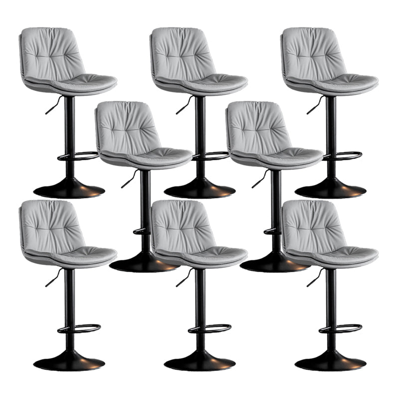 Scandinavian Metal Barstool Faux Leather Low Back Counter Stool with Iron Base