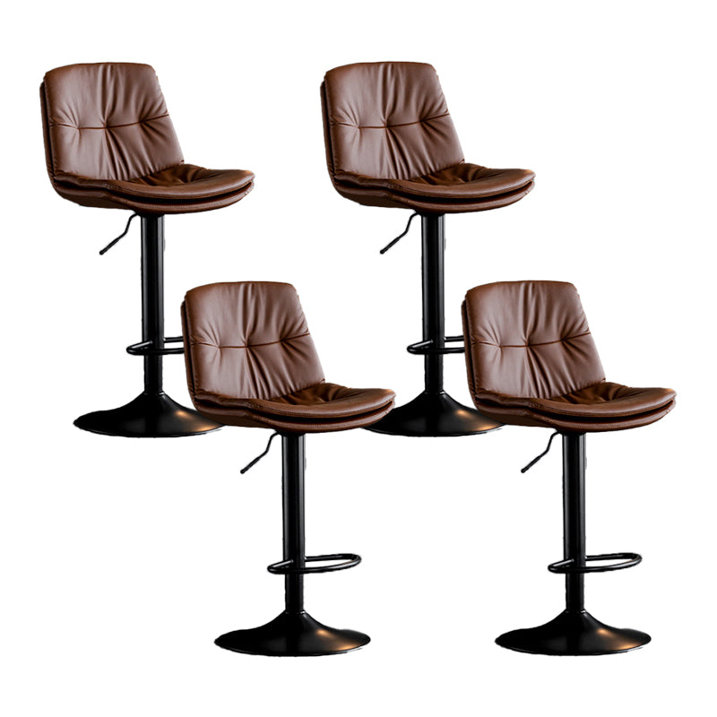 Scandinavian Metal Barstool Faux Leather Low Back Counter Stool with Iron Base