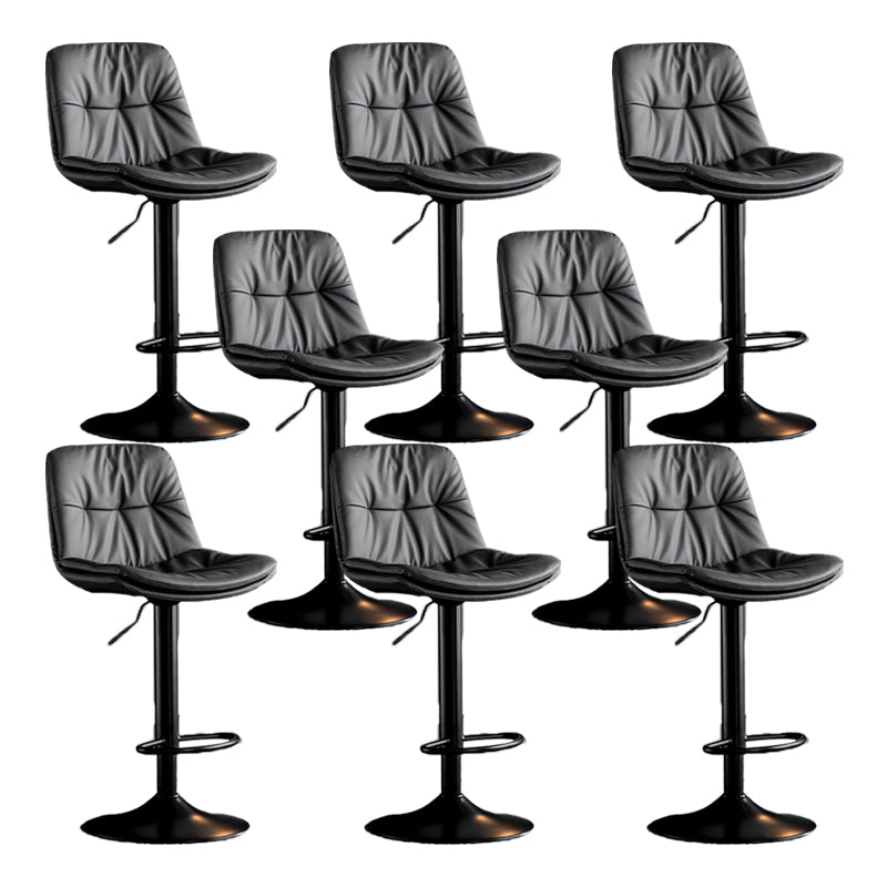 Scandinavian Metal Barstool Faux Leather Low Back Counter Stool with Iron Base