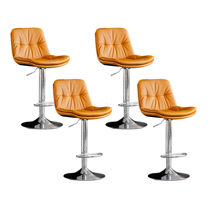 Scandinavian Metal Barstool Faux Leather Low Back Counter Stool with Iron Base