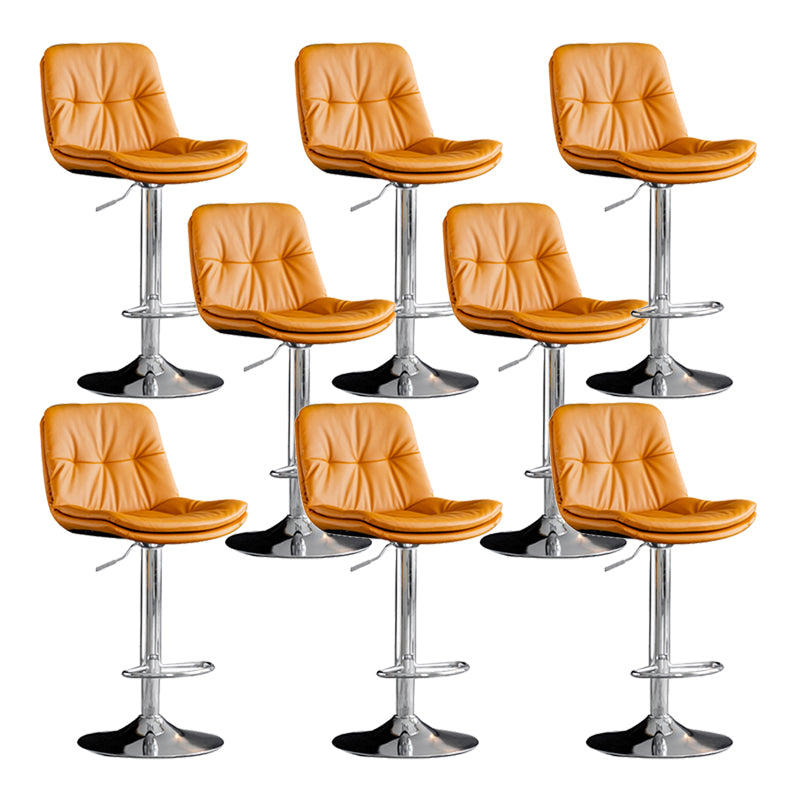 Scandinavian Metal Barstool Faux Leather Low Back Counter Stool with Iron Base